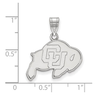 Sterling Silver Rhodium-plated LogoArt University of Colorado Buffalo Medium Pendant