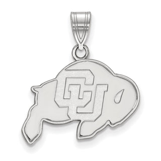 Sterling Silver Rhodium-plated LogoArt University of Colorado Buffalo Medium Pendant