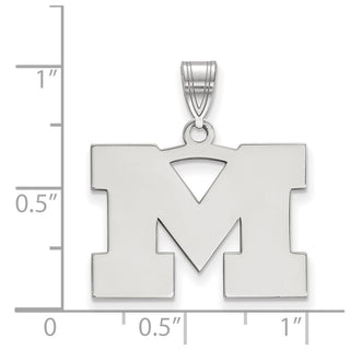 10k White Gold LogoArt University of Michigan Letter M Medium Pendant