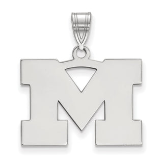 Sterling Silver Rhodium-plated LogoArt University of Michigan Letter M Medium Pendant