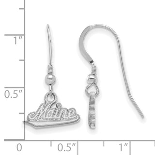 Sterling Silver Rhodium-plated LogoArt University of Maine Small Dangle Wire Earrings