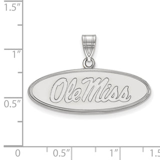 10k White Gold LogoArt University of Mississippi Ole Miss Medium Oval Pendant