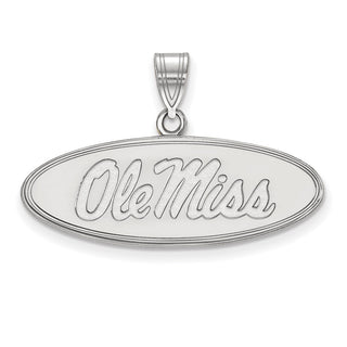 Sterling Silver Rhodium-plated LogoArt University of Mississippi Ole Miss Medium Oval Pendant