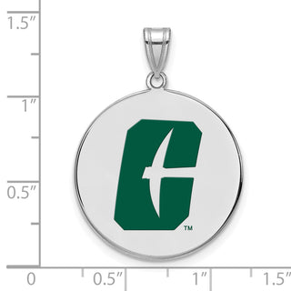 Sterling Silver Rhodium-plated LogoArt University of North Carolina at Charlotte 49ers Extra Large Enameled Disc Pendant
