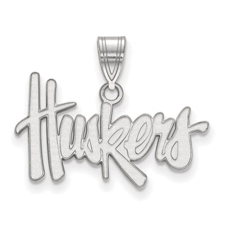 Sterling Silver Rhodium-plated LogoArt University of Nebraska Huskers Medium Pendant