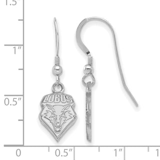 Sterling Silver Rhodium-plated LogoArt University of New Mexico Lobos Small Dangle Wire Earrings