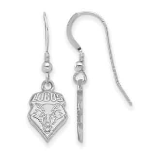 Sterling Silver Rhodium-plated LogoArt University of New Mexico Lobos Small Dangle Wire Earrings