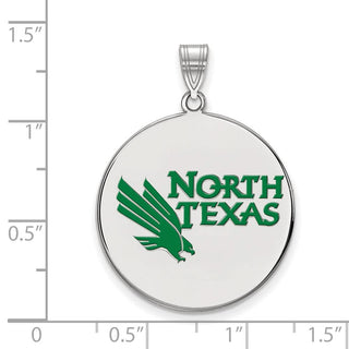 Sterling Silver Rhodium-plated LogoArt University of North Texas Extra Large Enameled Disc Pendant