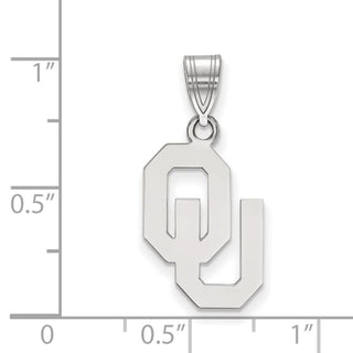 Sterling Silver Rhodium-plated LogoArt University of Oklahoma O-U Medium Pendant