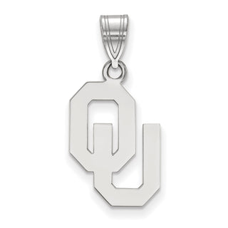 Sterling Silver Rhodium-plated LogoArt University of Oklahoma O-U Medium Pendant