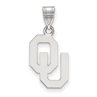 Sterling Silver Rhodium-plated LogoArt University of Oklahoma O-U Medium Pendant