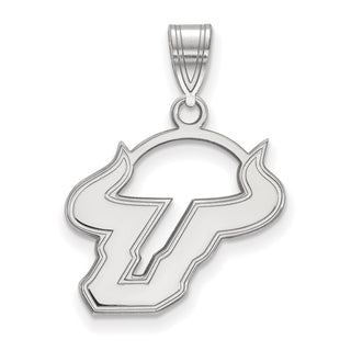 Sterling Silver Rhodium-plated LogoArt University of South Florida Bull Medium Pendant