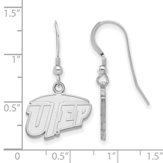 Sterling Silver Rhodium-plated LogoArt University of Texas at El Paso Small Dangle Earrings