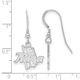 Sterling Silver Rhodium-plated LogoArt University of Tulsa Small Dangle Wire Earrings