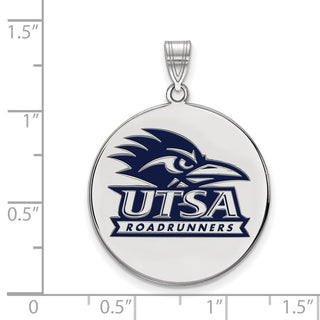Sterling Silver Rhodium-plated LogoArt University of Texas at San Antonio Extra Large Enameled Disc Pendant