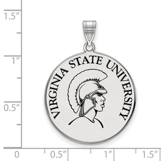Sterling Silver Rhodium-plated LogoArt Virginia State University Extra Large Enameled Disc Pendant
