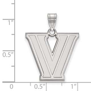 14k White Gold LogoArt Villanova University Letter V Large Pendant