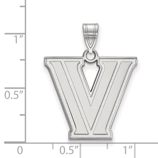14k White Gold LogoArt Villanova University Letter V Large Pendant