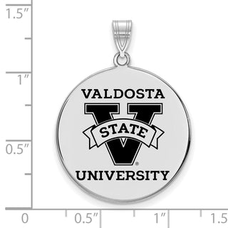 Sterling Silver Rhodium-plated LogoArt Valdosta State University Extra Large Enameled Disc Pendant