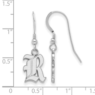 Sterling Silver Rhodium-plated LogoArt Rice University Letter R Small Dangle Wire Earrings