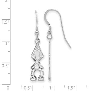 Sterling Silver Rhodium-plated LogoArt Alpha Chi Omega Sorority Greek Letters Small Dangle Earrings
