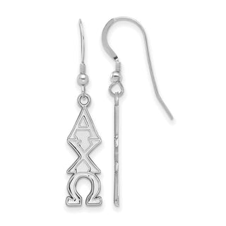 Sterling Silver Rhodium-plated LogoArt Alpha Chi Omega Sorority Greek Letters Small Dangle Earrings