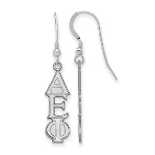 Sterling Silver Rhodium-plated LogoArt Alpha Epsilon Phi Sorority Greek Letters Medium Dangle Earrings