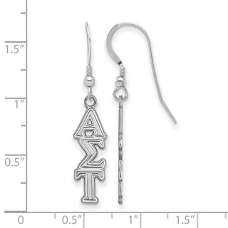 Sterling Silver Rhodium-plated LogoArt Alpha Sigma Tau Sorority Greek Letters Medium Dangle Earrings