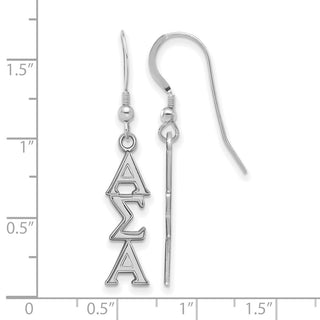 Sterling Silver Rhodium-plated LogoArt Alpha Sigma Alpha Sorority Greek Letters Medium Dangle Earrings