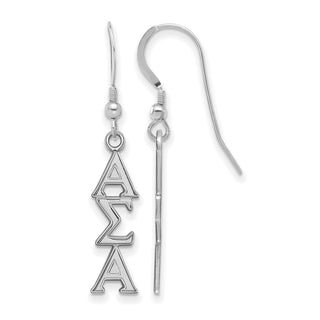 Sterling Silver Rhodium-plated LogoArt Alpha Sigma Alpha Sorority Greek Letters Medium Dangle Earrings