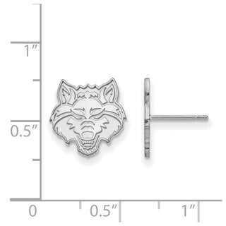 14k White Gold LogoArt Arkansas State University Wolf Small Post Earrings