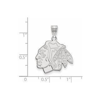 Sterling Silver Rhodium-plated NHL LogoArt Chicago Blackhawks Large Pendant