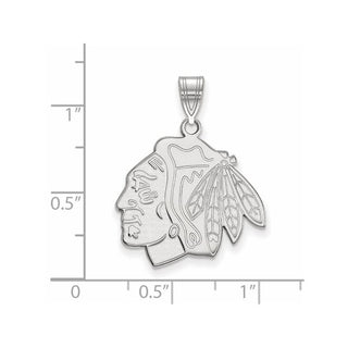 Sterling Silver Rhodium-plated NHL LogoArt Chicago Blackhawks Large Pendant