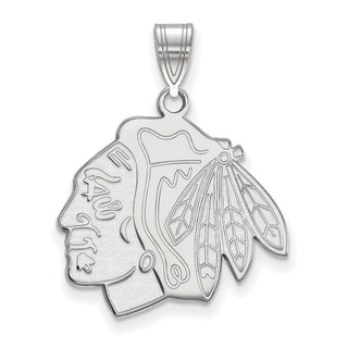 Sterling Silver Rhodium-plated NHL LogoArt Chicago Blackhawks Large Pendant