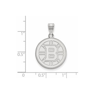 14k White Gold NHL LogoArt Boston Bruins Large Pendant 4W004BRI