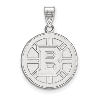 Sterling Silver Rhodium-plated NHL LogoArt Boston Bruins Large Pendant SS004BRI