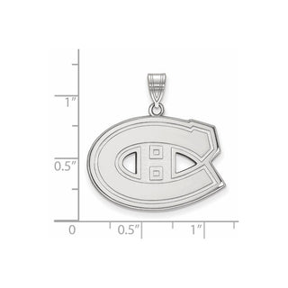 Sterling Silver Rhodium-plated NHL LogoArt Montreal Canadiens Large Pendant