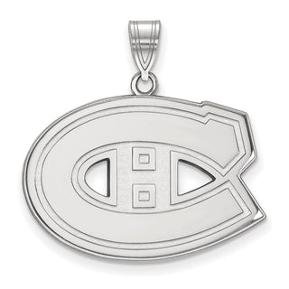 Sterling Silver Rhodium-plated NHL LogoArt Montreal Canadiens Large Pendant