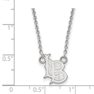 Sterling Silver Rhodium-plated LogoArt California State University Long Beach L-B Small Pendant 18 inch Necklace