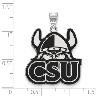 Sterling Silver Rhodium-plated LogoArt Cleveland State University Extra Large Enameled Pendant