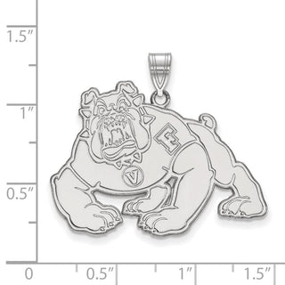 Sterling Silver Rhodium-plated LogoArt California State University Fresno Bulldog Extra Large Pendant