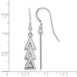 Sterling Silver Rhodium-plated LogoArt Delta Delta Delta Sorority Greek Letters Medium Dangle Earrings