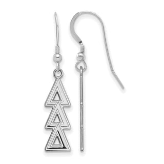 Sterling Silver Rhodium-plated LogoArt Delta Delta Delta Sorority Greek Letters Medium Dangle Earrings