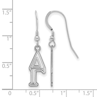 Sterling Silver Rhodium-plated LogoArt Delta Gamma Sorority Greek Letters Small Dangle Earrings
