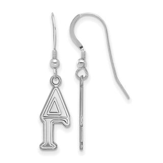 Sterling Silver Rhodium-plated LogoArt Delta Gamma Sorority Greek Letters Small Dangle Earrings