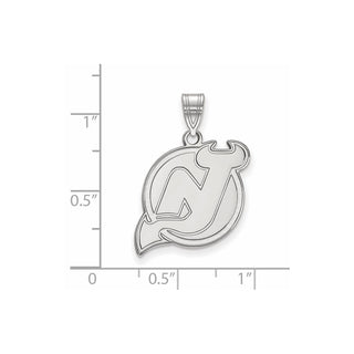 Sterling Silver Rhodium-plated NHL LogoArt New Jersey Devils Large Pendant