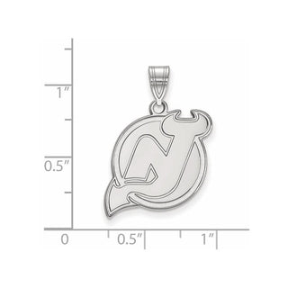 10k White Gold NHL LogoArt New Jersey Devils Large Pendant
