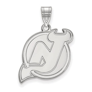 10k White Gold NHL LogoArt New Jersey Devils Large Pendant