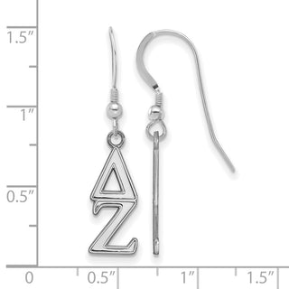 Sterling Silver Rhodium-plated LogoArt Delta Zeta Sorority Greek Letters Small Dangle Earrings