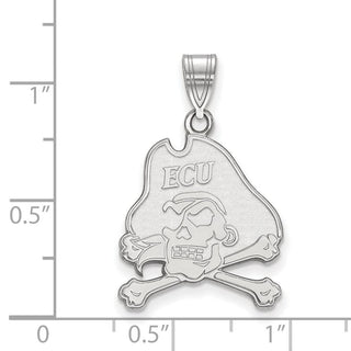 Sterling Silver Rhodium-plated LogoArt East Carolina University Pirate Large Pendant SS004ECU